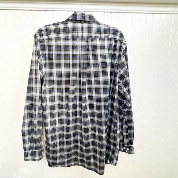 LL Bean Blue Green White Plaid Traditional Fit Button Up Shirt Men’s Large Tall - Picture 2 of 5